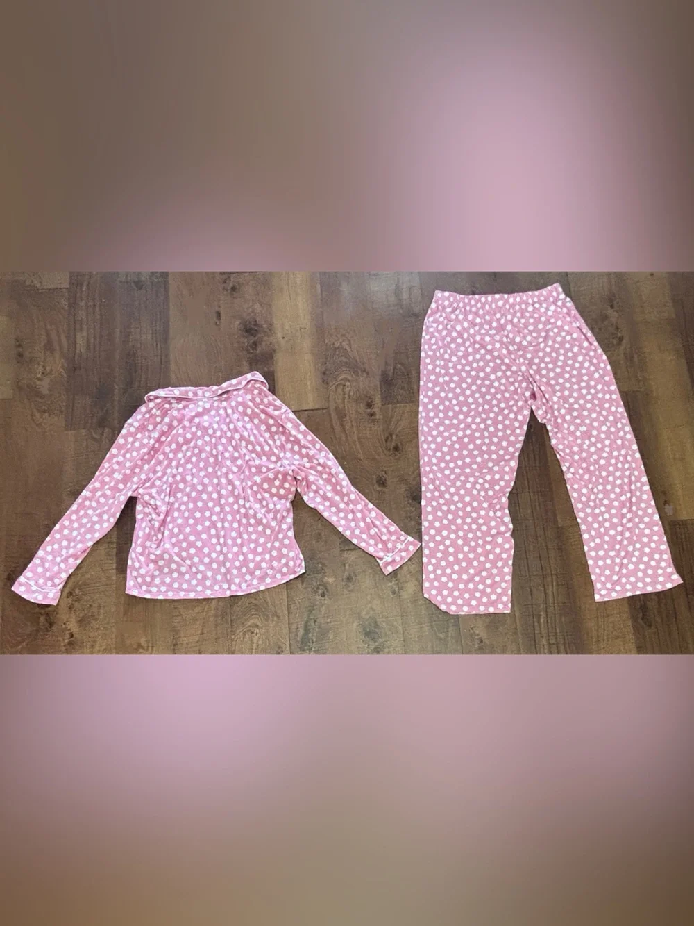 Kate spade pink with white scatter dots 2 two piece pajama set xl extra large